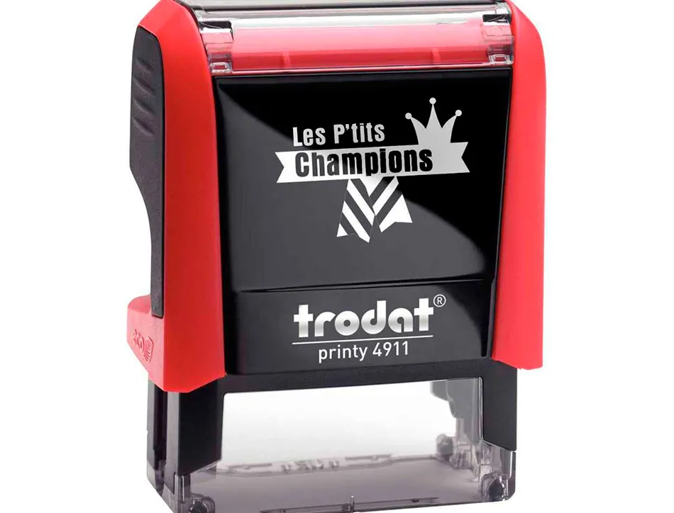 Tampon scolaire trodat enseignant personnalise les p'tits champions champion excellent empreinte 38x14mm