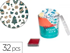 Tampons sodertex christmas 1,3mm + 1 encreur 32 pcs tailles et coloris assortis