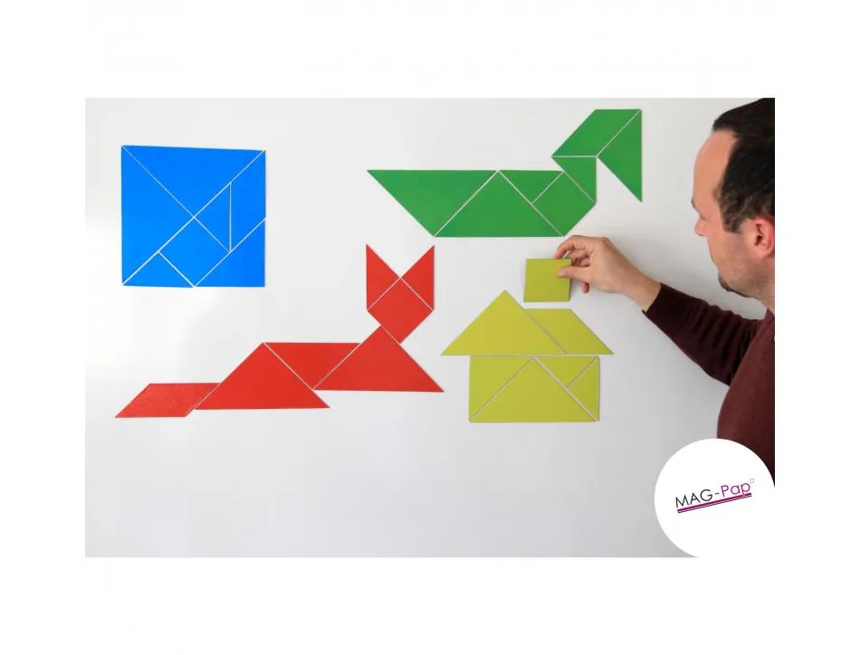 Tangrams wissner tangrams magnetiques grand format 20 cm a x 7 pieces de coloris assortis