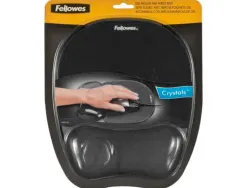 Tapis souris fellowes repose-poignet gamme gel noir grand confort facilement nettoyable