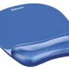 Tapis souris fellowes repose-poignet gel transparent bleu adapté souris optiques