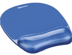 Tapis souris fellowes repose-poignet gel transparent bleu adapté souris optiques