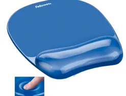 Tapis souris fellowes repose-poignet gel transparent bleu adapté souris optiques