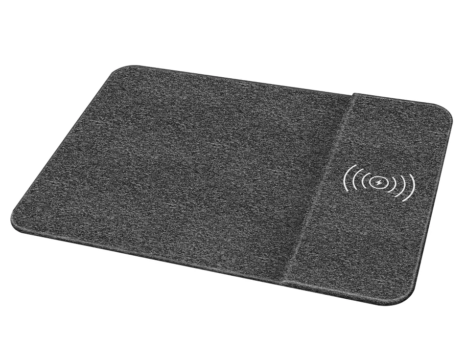 Tapis souris q-connect avec chargeur telephone sans fil 300x220mm coloris gris
