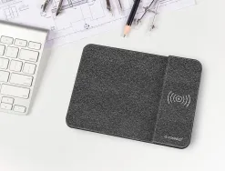 Tapis souris q-connect avec chargeur telephone sans fil 300x220mm coloris gris