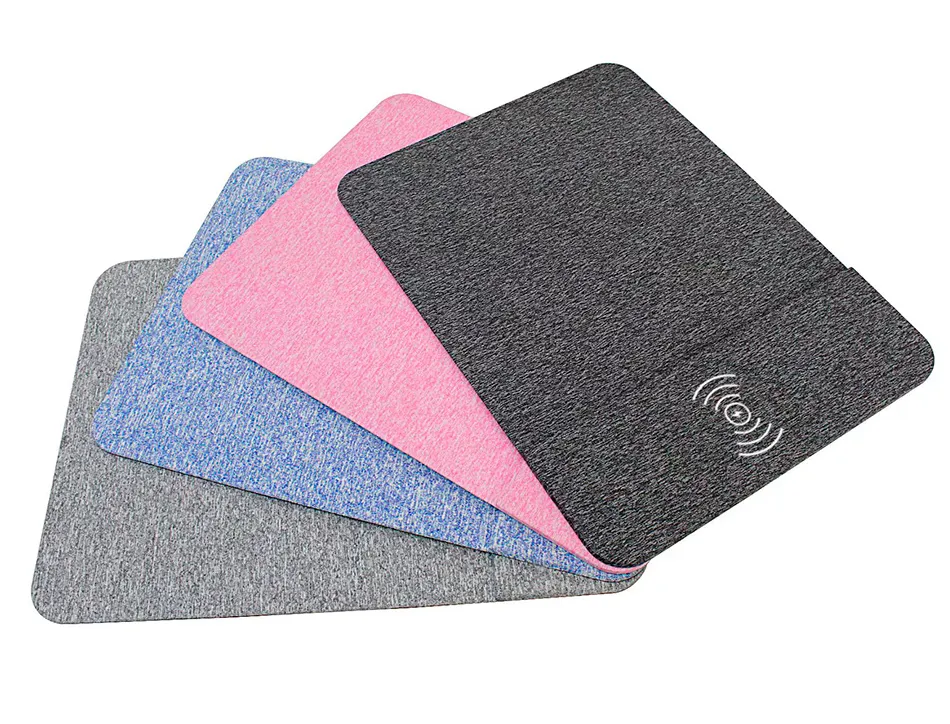 Tapis souris q-connect avec chargeur telephone sans fil 300x220mm coloris gris