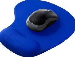 Tapis souris q-connect repose-poignet mousse augmente confort facilement nettoyable coloris bleu