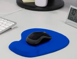 Tapis souris q-connect repose-poignet mousse augmente confort facilement nettoyable coloris bleu