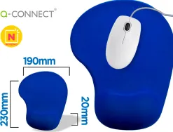 Tapis souris q-connect repose-poignet mousse augmente confort facilement nettoyable coloris bleu