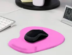 Tapis souris q-connect repose-poignet mousse augmente confort facilement nettoyable coloris rose