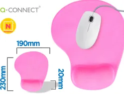 Tapis souris q-connect repose-poignet mousse augmente confort facilement nettoyable coloris rose