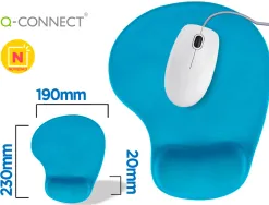 Tapis souris q-connect repose-poignet mousse augmente confort facilement nettoyable coloris turquoise