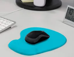 Tapis souris q-connect repose-poignet mousse augmente confort facilement nettoyable coloris turquoise