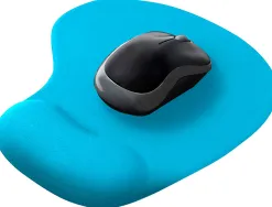 Tapis souris q-connect repose-poignet mousse augmente confort facilement nettoyable coloris turquoise