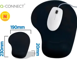 Tapis souris q-connect repose-poignet mousse augmente confort facilement nettoyable coloris noir
