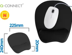 Tapis souris q-connect repose-poignet ergonomique mousse grand confort facilement nettoyable coloris noir
