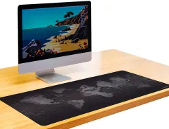 Tapis souris q-connect xxl 900x400mm coloris noir avec design carte du monde