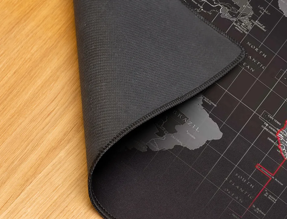 Tapis souris q-connect xxl 900x400mm coloris noir avec design carte du monde