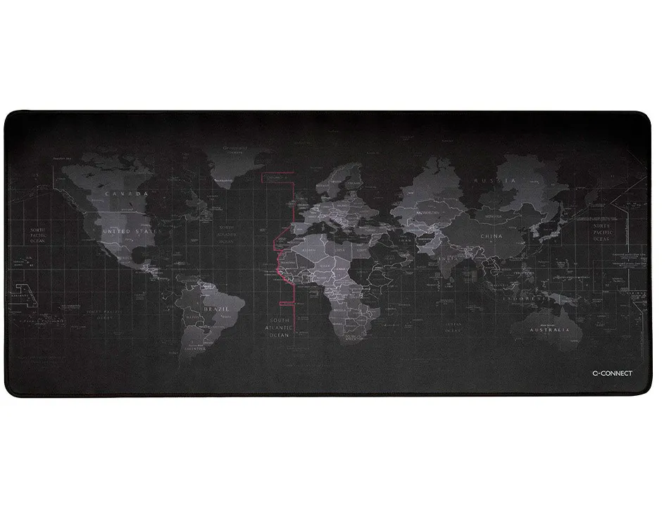 Tapis souris q-connect xxl 900x400mm coloris noir avec design carte du monde