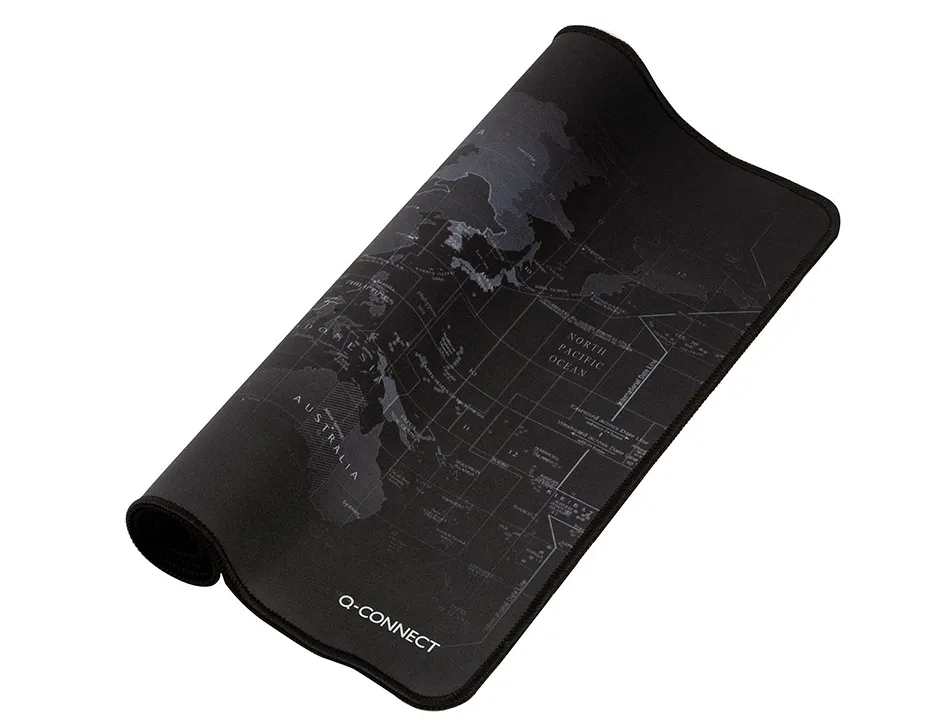 Tapis souris q-connect xxl 900x400mm coloris noir avec design carte du monde
