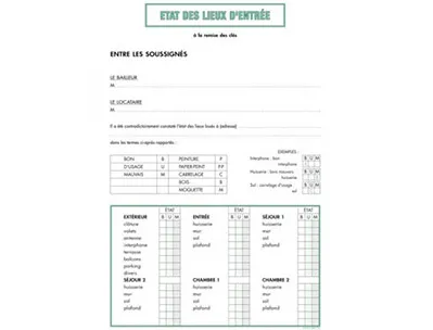 État des lieux exacompta entrée sortie liasse 2 feuilles