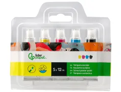 Tempera liderpapel en tube aluminium de 12 ml etui de 5 tubes couleurs primaires