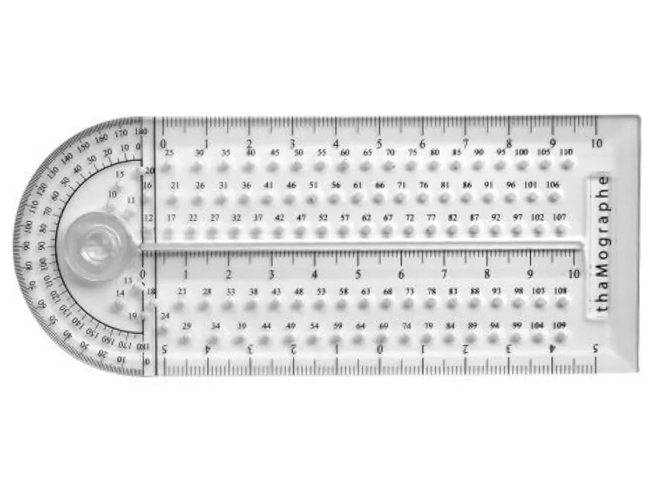 Thamographe codamex 4 outils en 1 equerre compas rapporteur regle plastique transparent