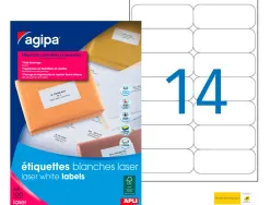 Étiquette adhésive apli agipa imprimante laser copieur 99.1x38.1mm coins arrondis boîte 1400 unités