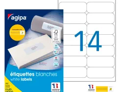 Étiquette adhésive apli agipa multi-usage 99.1x38.1mm toute imprimante coins arrondis boîte 1400 unités