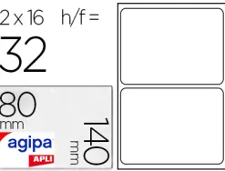 Étiquette adhésive apli agipa multi-usage 80x140mm laser jet d'encre formats paramétrés étui a5 32 unités