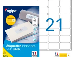 Étiquette adhésive apli agipa multi-usage 63.5x38.1mm toute imprimante coins arrondis boîte 2100 unités