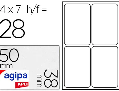 Étiquette adhésive apli agipa bureau 38x50mm pochette 28 unités