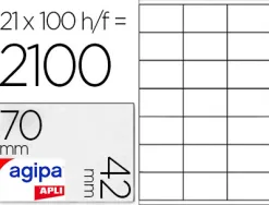 Étiquette adhésive apli agipa imprimante laser copieur 70x42mm boîte 2100 unités