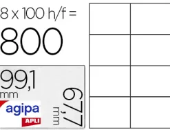 Étiquette adhésive apli agipa multi-usage 99.1x67.7mm toute imprimante boîte 800 unités