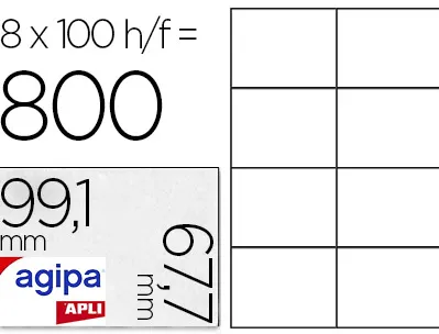 Étiquette adhésive apli agipa multi-usage 99.1x67.7mm toute imprimante boîte 800 unités