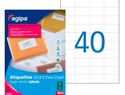 Étiquette adhésive apli agipa imprimante laser copieur 52.5x29.7mm coins droits boîte 4000 unités