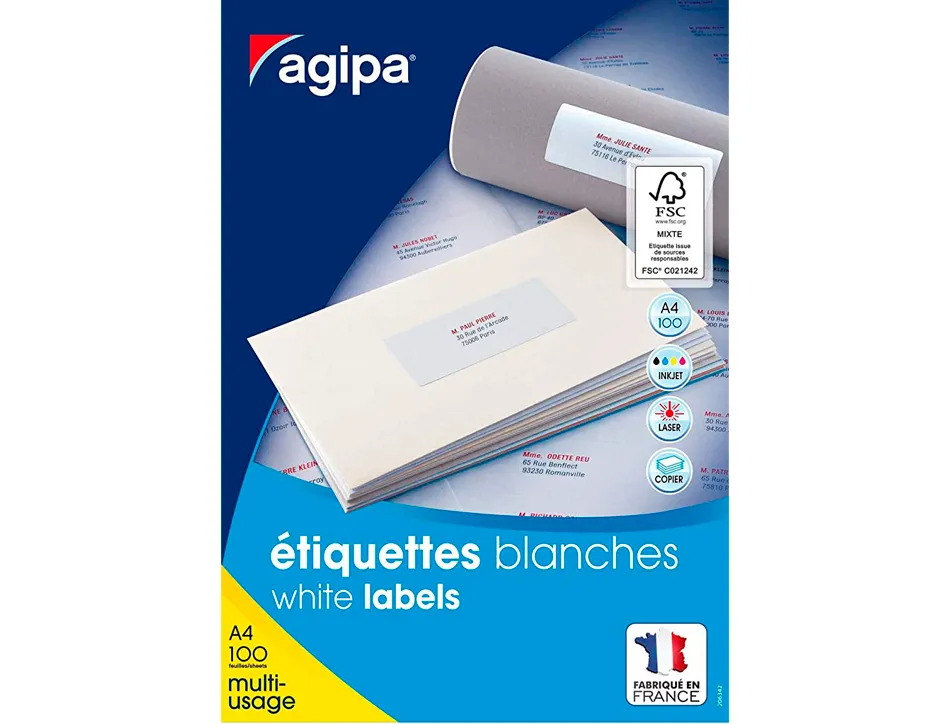 Étiquette adhésive apli agipa multi-usage 99.1x93.1mm toute imprimante coins arrondis boîte 600 unités