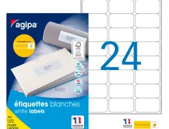 Étiquette adhésive apli agipa multi-usage 63.5x33.9mm toute imprimante boîte 2400 unités