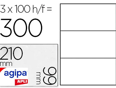 Étiquette adhésive apli agipa multi-usage 210x99mm toute imprimante boîte 300 unités