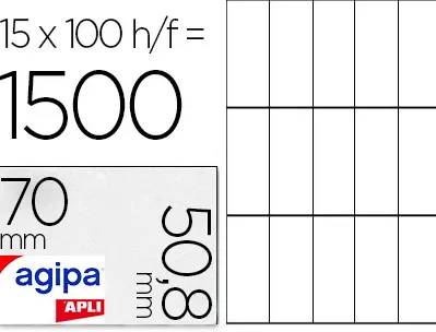 Étiquette adhésive apli agipa multi-usage 70x50.8mm toute imprimante boîte 1500 unités