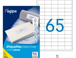 Étiquette adhésive apli agipa multi-usage 38x21.2mm toute imprimante boîte 6500 unités