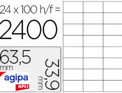 Étiquette adhésive apli agipa jet d'encre 63.5x33.9mm formats paramétrés boîte 2400 unités