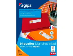 Étiquette adhésive apli agipa jet d'encre 63.5x33.9mm formats paramétrés boîte 2400 unités