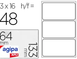 Étiquette adhésive apli agipa multi-usage 64x133mm laser jet d'encre formats paramétrés étui a5 48 unités