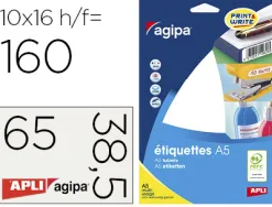 Étiquette adhésive apli agipa multi-usage 38.5x65mm laser jet d'encre formats paramétrés étui a5 160 unités
