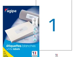 Étiquette adhésive apli agipa multi-usage 210x297mm toute imprimante boîte 100 unités