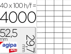 Étiquette adhésive apli agipa multi-usage 52.5x29.7mm toute imprimante boîte 4000 unités
