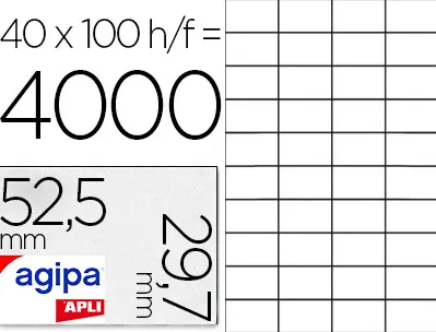 Étiquette adhésive apli agipa multi-usage 52.5x29.7mm toute imprimante boîte 4000 unités