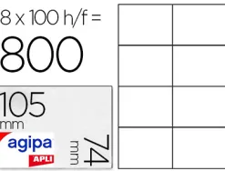 Étiquette adhésive apli agipa multi-usage 105x74mm toute imprimante boîte 800 unités