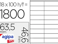 Étiquette adhésive apli agipa multi-usage 63.5x46.6mm toute imprimante coins arrondis boîte 1800 unités